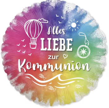 Folienballon - Alles Liebe zur Kommunion, regenbogenfarben - ø 43cm